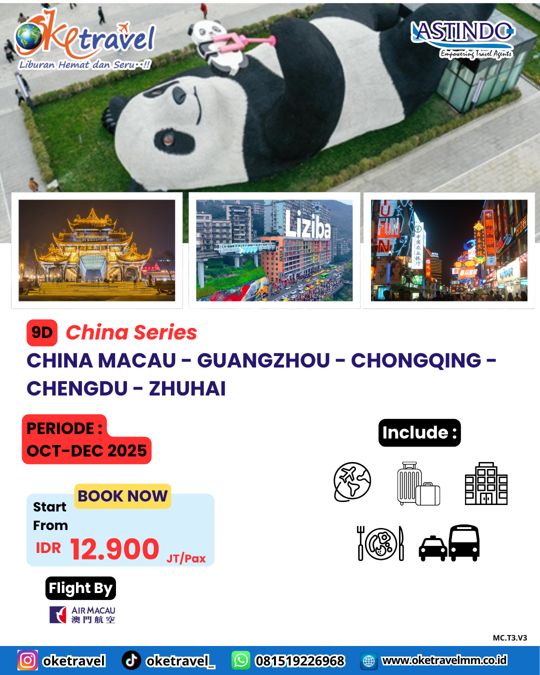 9D7N CHINA  MACAU - GUANGZHOU - CHONGQING - CHENGDU - ZHUHAI | DEP OCT-DEC 2025 | by NX