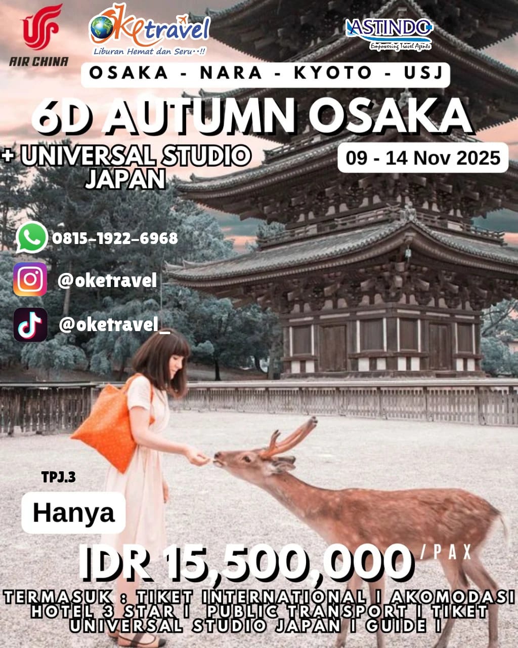 6D AUTUMN OSAKA + UNIVERSAL STUDIO JAPAN | DEP 09-14 NOV 2025 | by AIR CHINA