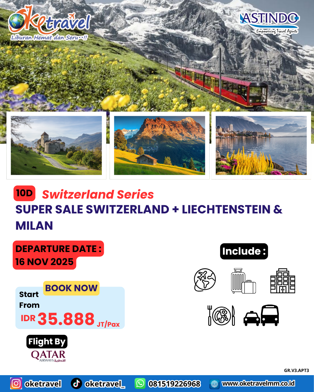 SUPER SALE SWITZERLAND + LIECHTENSTEIN & MILAN | DEP 16 NOV 2025 | by QR