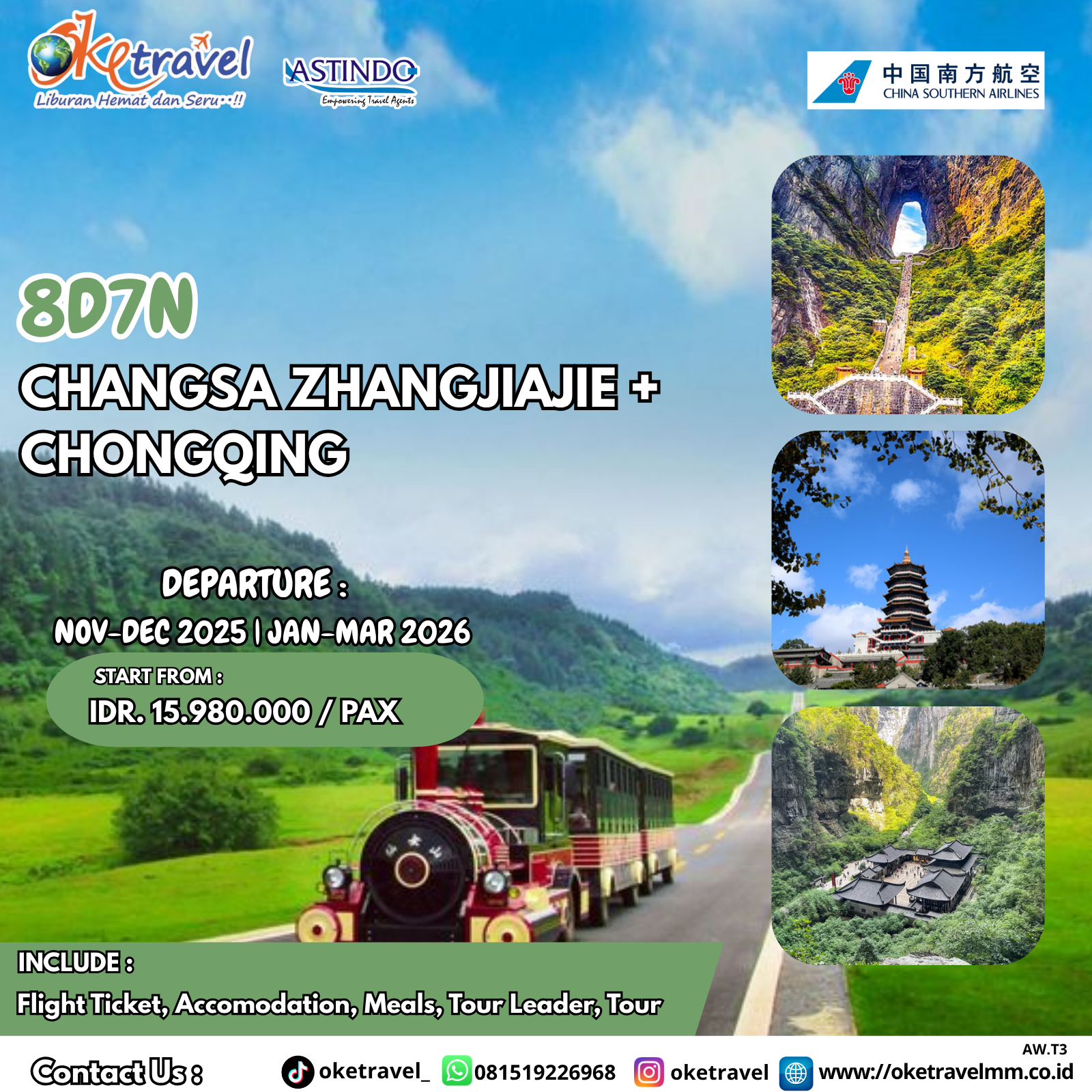 8D7N CHANGSA ZHANGJIAJIE + CHONGQING | DEP NOV-DEC 2025 & JAN-MAR 2026 | by CZ