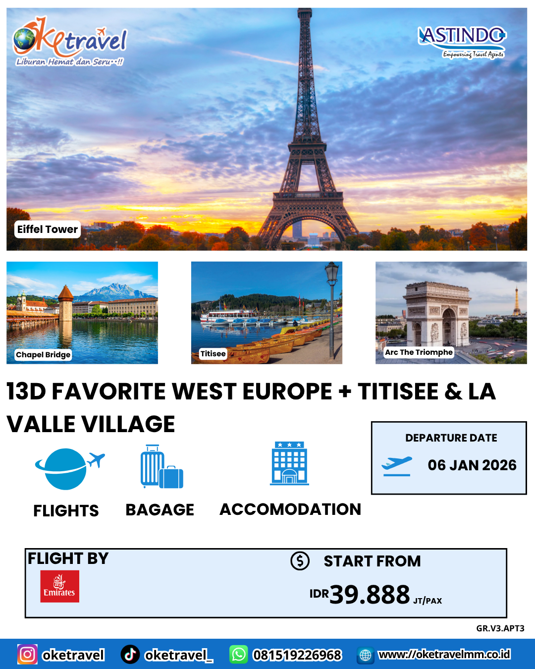 13D FAVORITE WEST EUROPE + TITISEE & LA VALLE VILLAGE | DEP 06 JAN 2026 | by EK