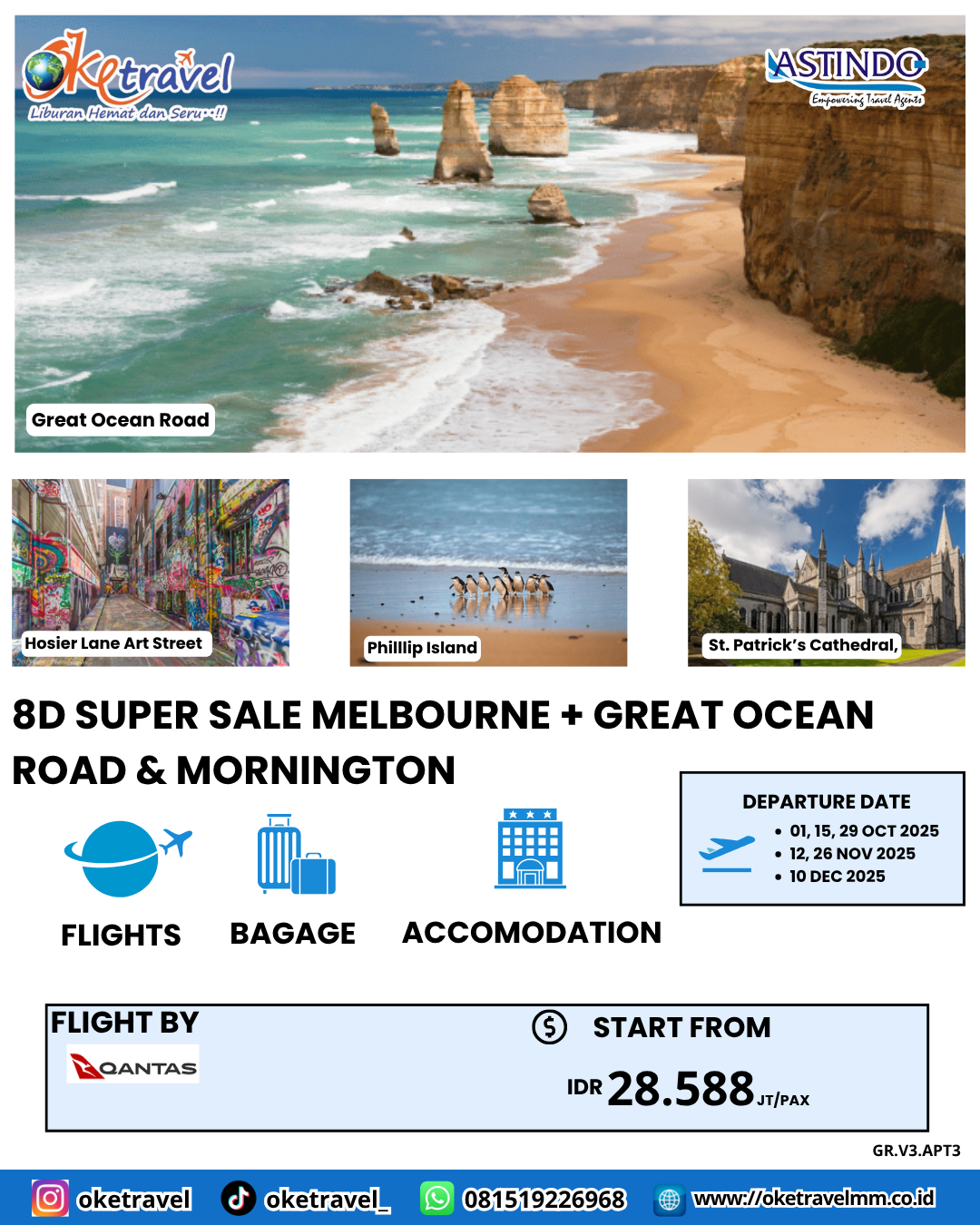 8D SUPER SALE MELBOURNE + GREAT OCEAN ROAD & MORNINGTON | DEP 01, 15, 29 OCT, 12, 26 NOV, 10 DEC 2025 | by QF