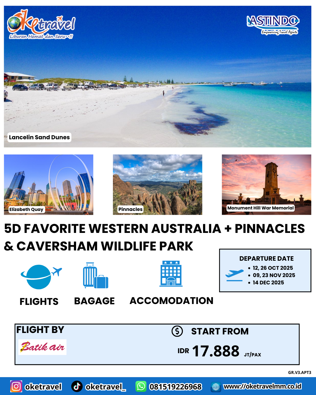 5D FAVORITE WESTERN AUSTRALIA +  PINNACLES & CAVERSHAM WILDLIFE PARK | DEP 12,26 OCT, 09,23 NOV, 14 DEC 2025 | by 