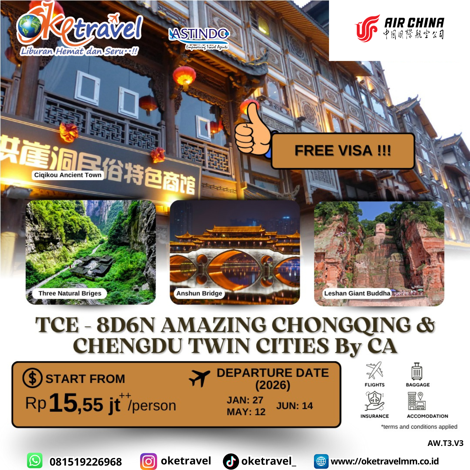  8D6N AMAZING CHONGQING & CHENGDU  TWIN CITIES | DEP 27 JAN, 12 MAY, 14 JUN 2026 | by CA