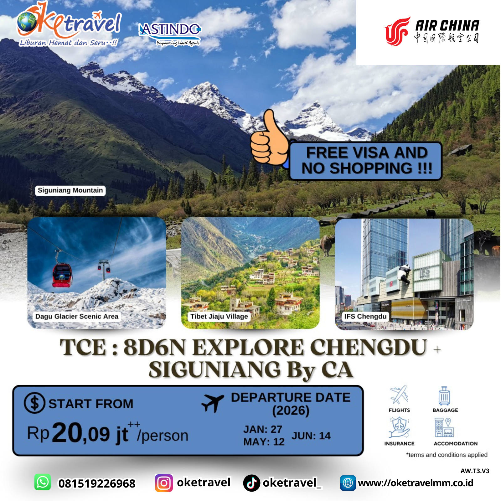 8D6N EXPLORE CHENGDU + SIGUNIANG | DEP 27 JAN, 12 MAY, 14 JUN 2026 | by CA