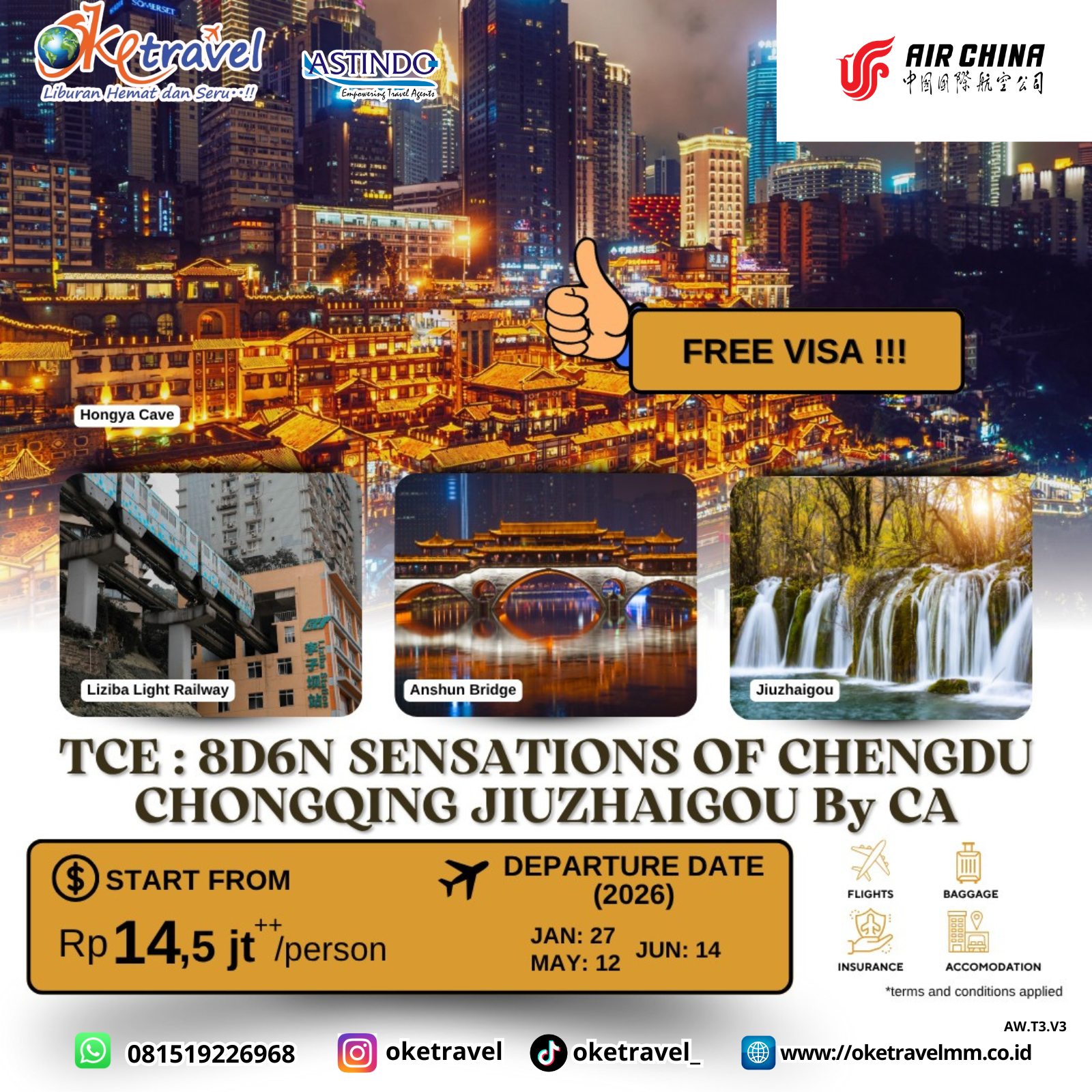8D6N SENSATIONS OF CHENGDU CHONGQING  JIUZHAIGOU | DEP 27 JAN, 12 MAY, 14 JUN 2026 | by CA