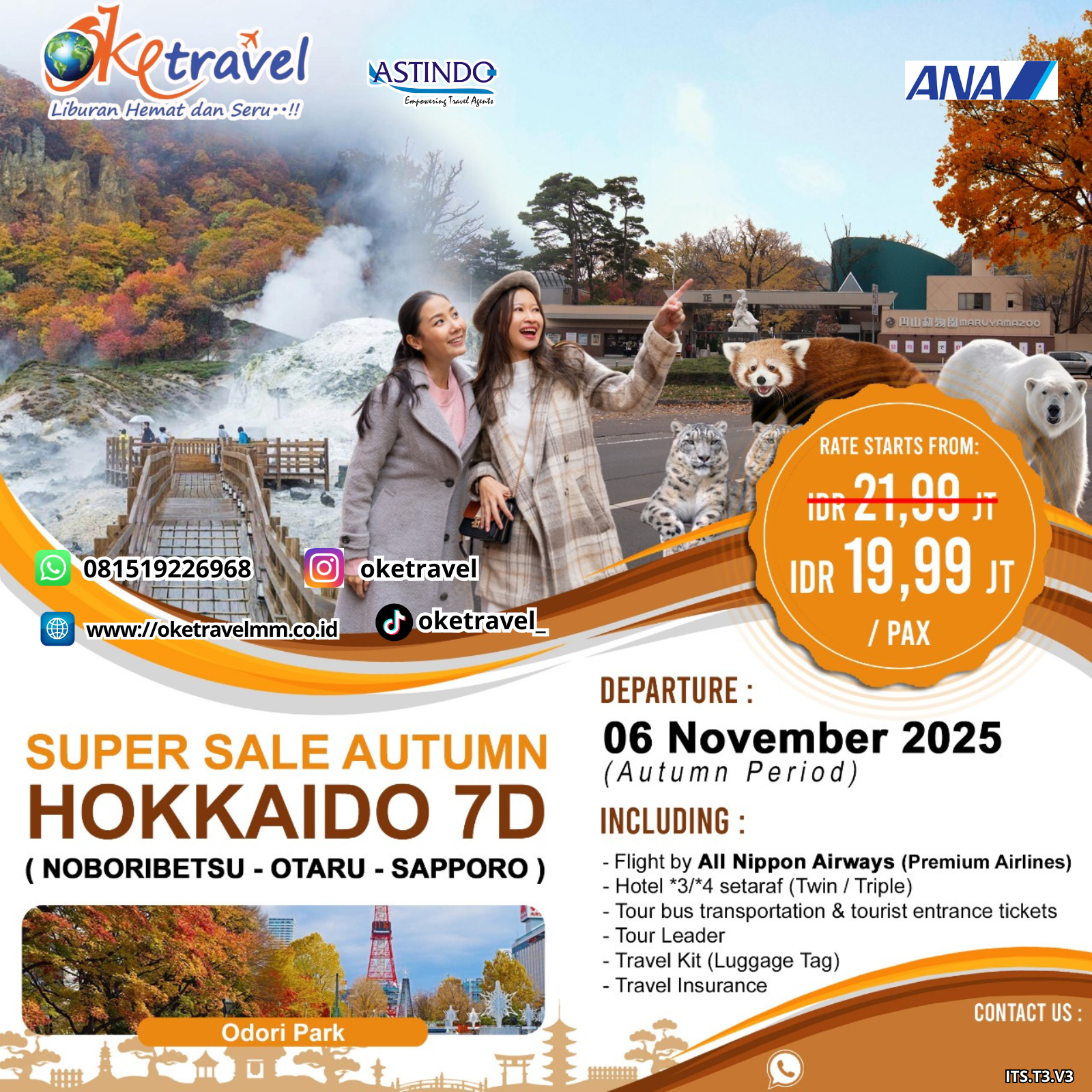 7D SUPER SALE AUTUMN  HOKKAIDO | DEP 6 NOV 2025 | BY ANA