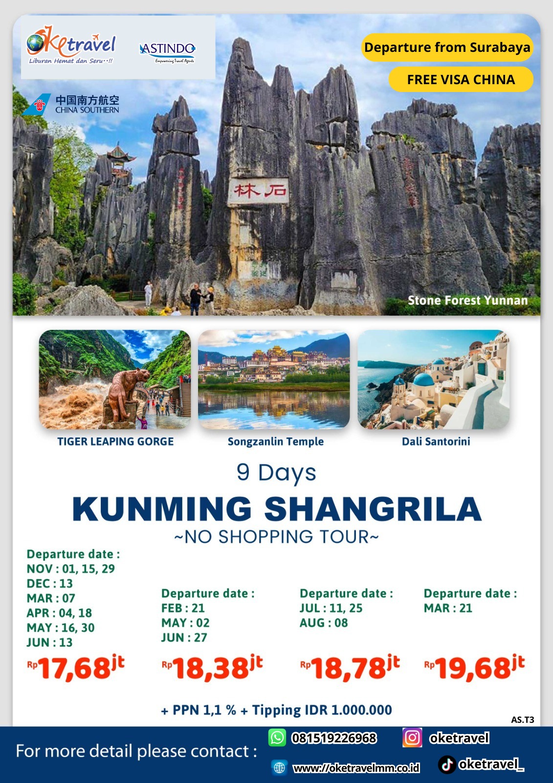 9D KUNMING SHANGRILA | DEP  01, 15, 29 NOV, 13 DEC 2025, 21 FEB 2026, 07 MAR 2026, 04, 18 APR 2026, 02, 16, 30 MAY 2026, 13, 27 JUN 2026 | BY CZ