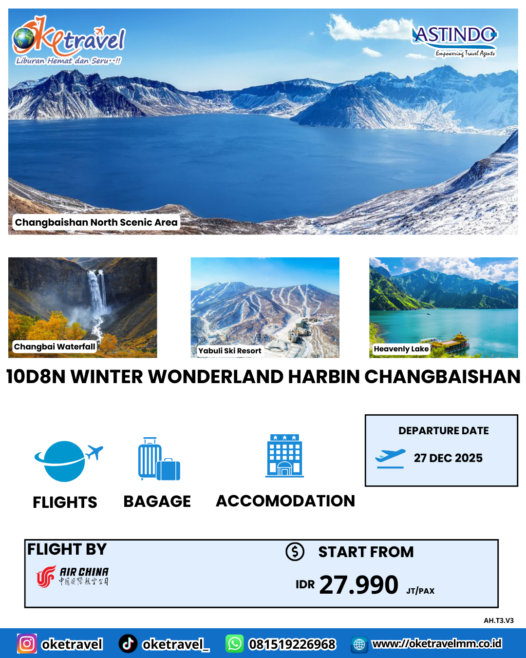 10D8N WINTER WONDERLAND HARBIN  CHANGBAISHAN | DEP 27 DEC 2025 | BY CA