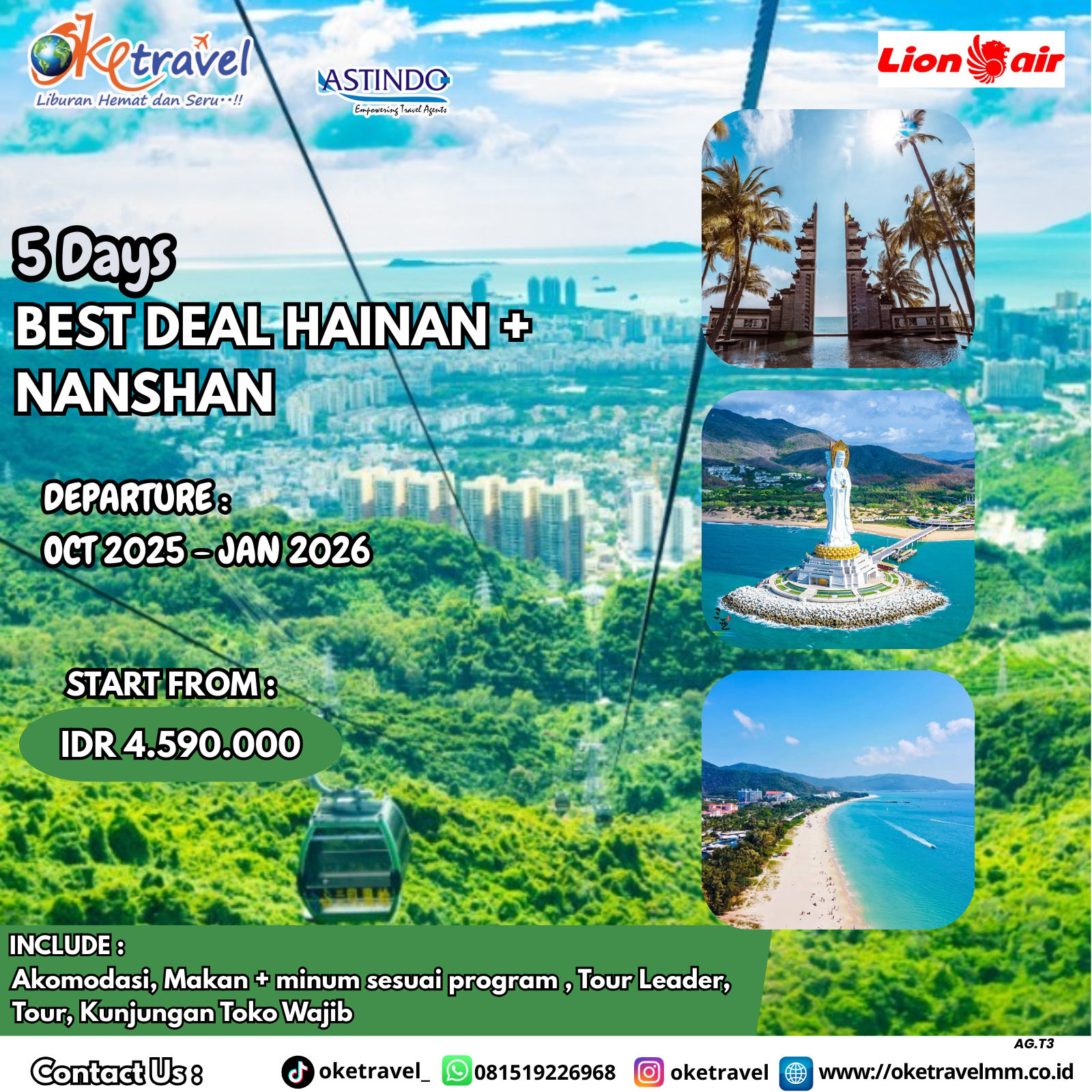 5D BEST DEAL HAINAN + NANSHAN  | DEP OCT-DEC 2025, JAN-FEB 2026 | BY JT