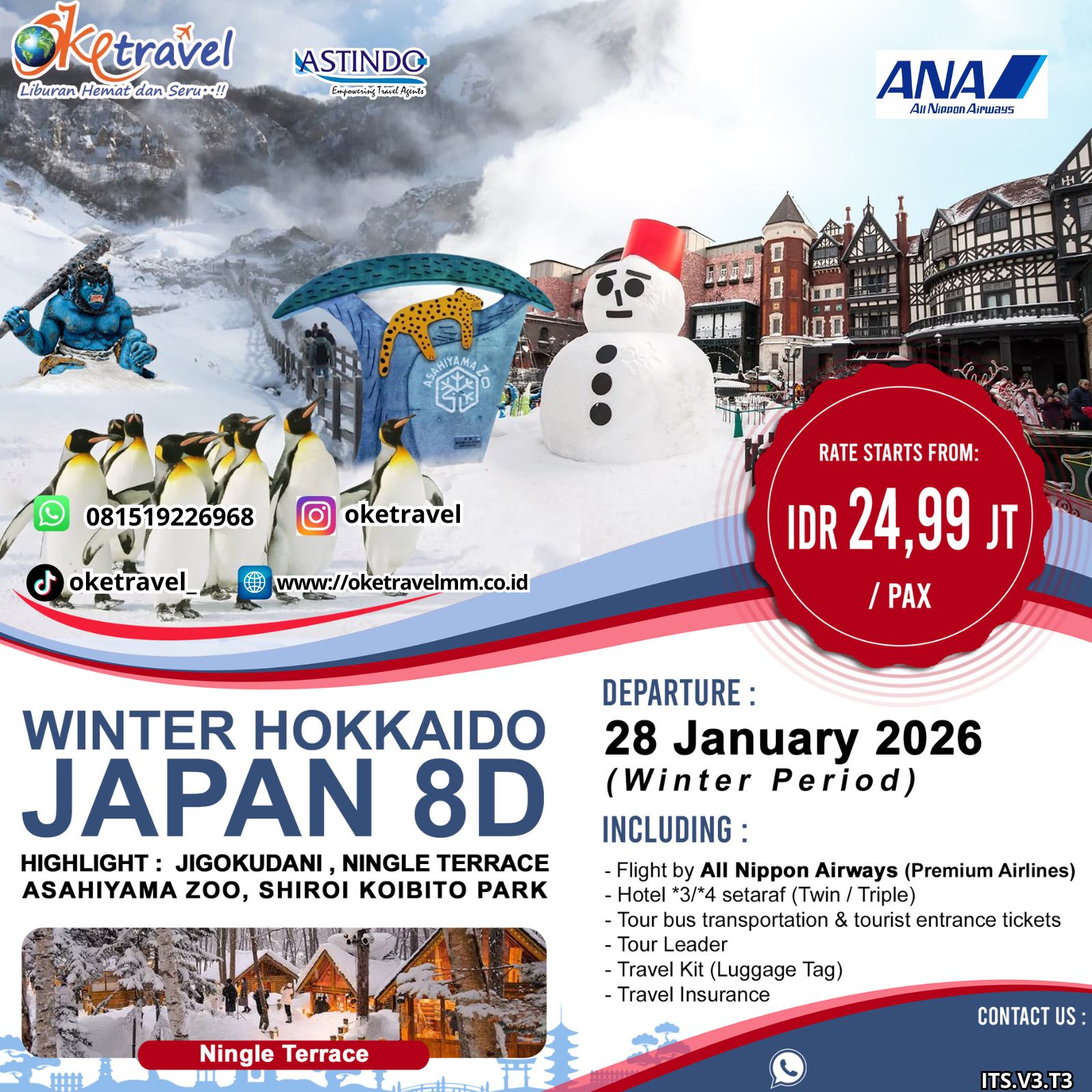 8D WINTER HOKKAIDO | DEP 28 JAN 2026 | BY ANA