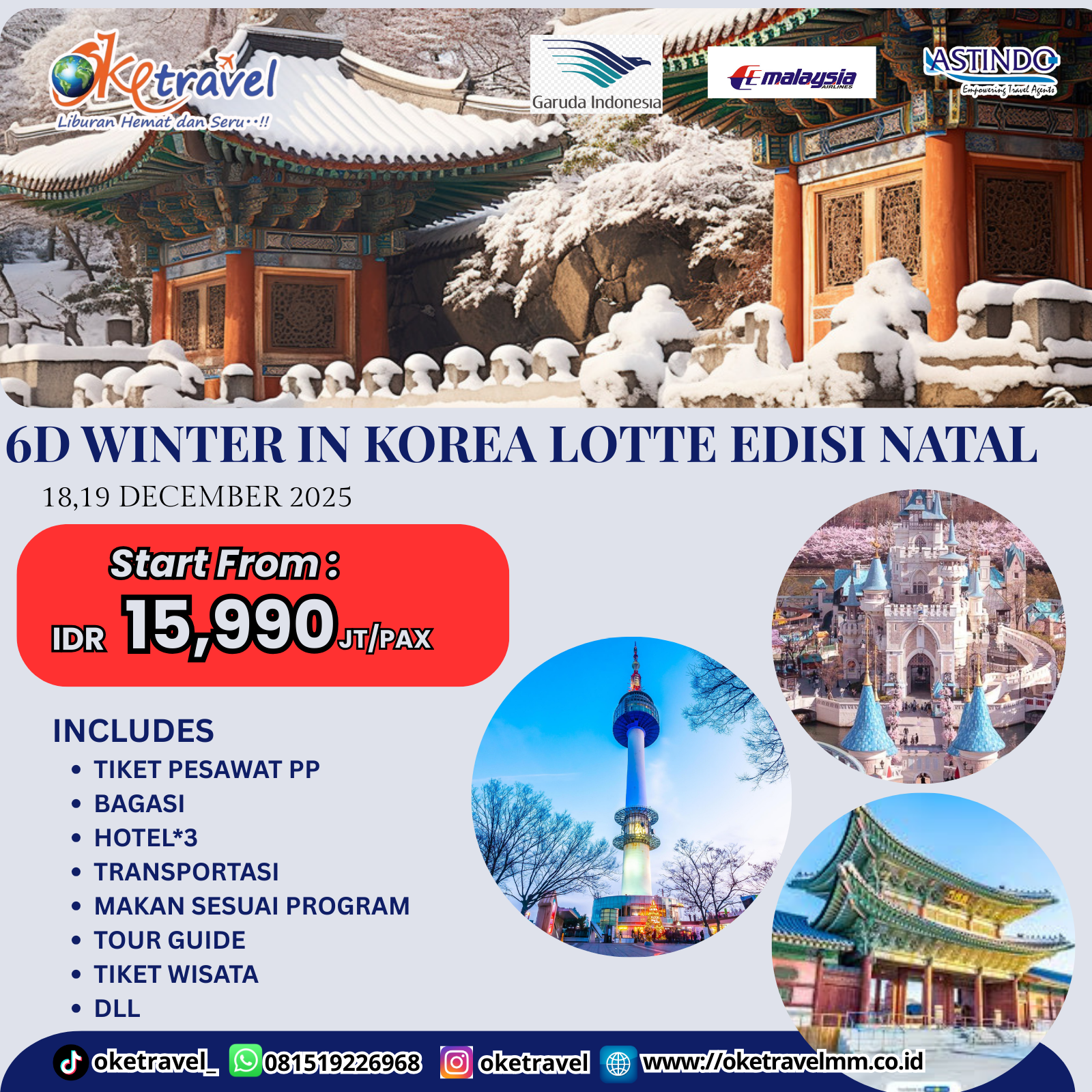 6D WINTER IN KOREA LOTTE EDISI NATAL |DEP 18 19 DESEMBER 2025 |BY MH & GA
