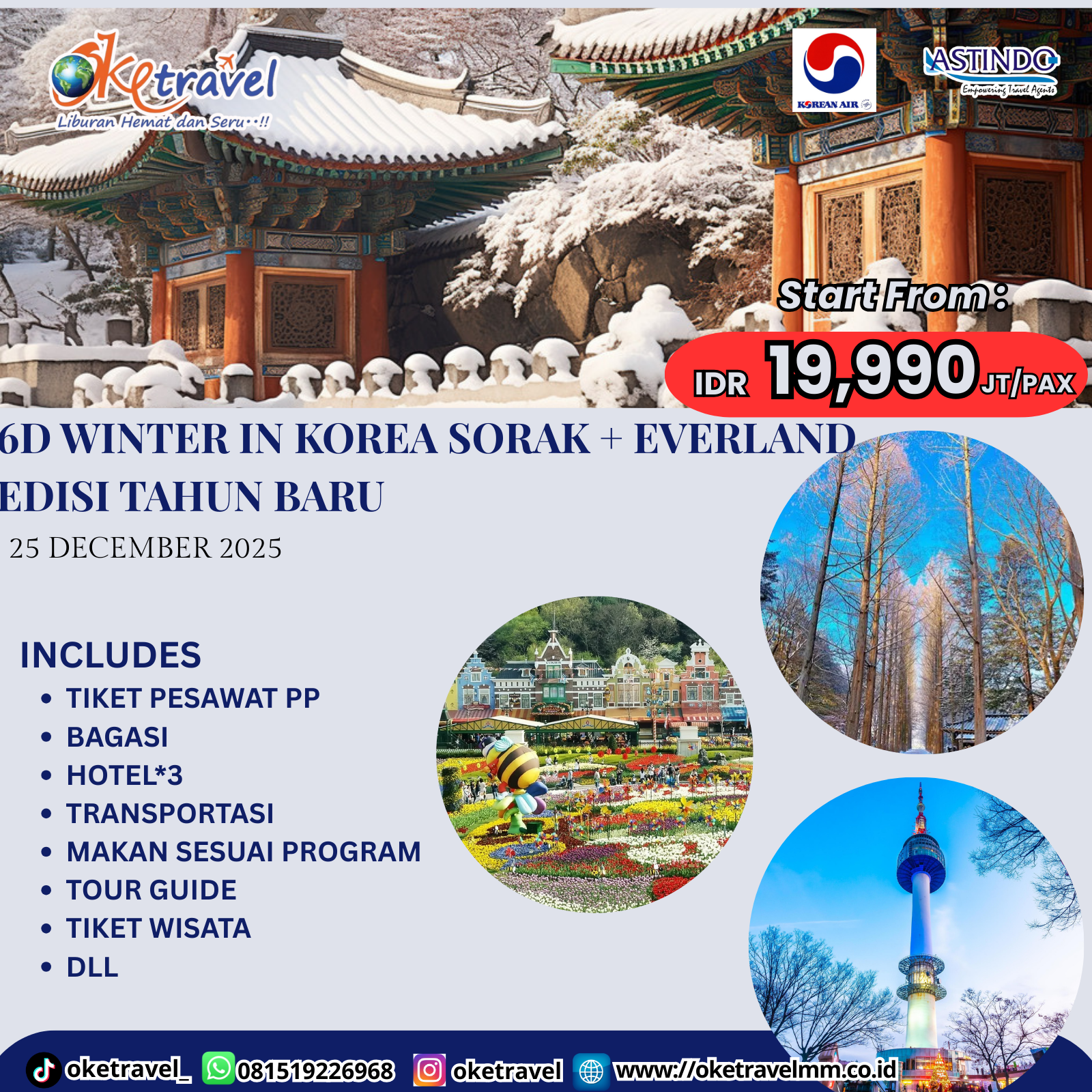 6D WINTER IN KOREA SORAK + EVERLAND EDISI TAHUN BARU |DEP 25 DECEMBER 2025 |BY KE