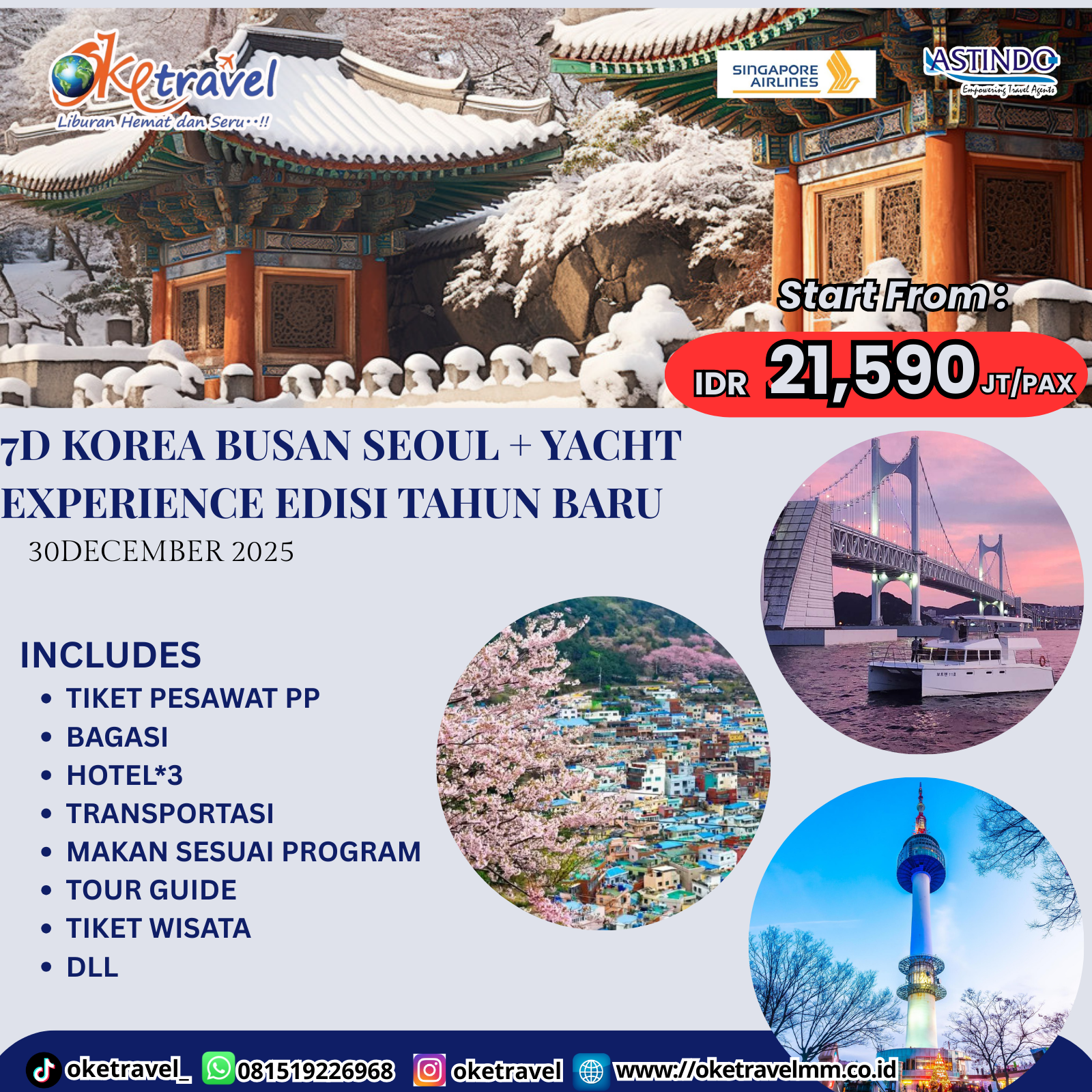 7D KOREA BUSAN SEOUL + YACHT EXPERIENCE EDISI TAHUN BARU |DEP 30 Desember 2025 | BY SQ