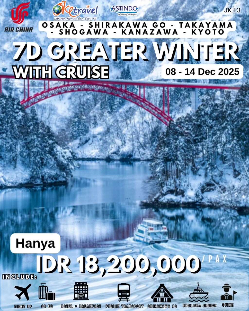 7D5N Winter Kansai + Shirakawa Go + Cruise |DEP 08 DECEMBER 2025 | BY CA