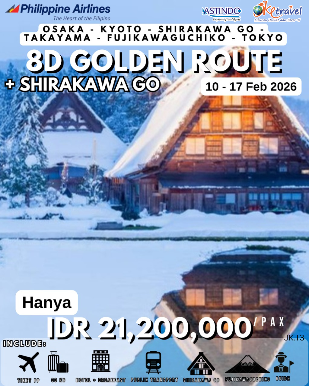 8D6N GOLDEN ROUTE + Shirakawa Go |DEP 10 FEB 2026 |BY PR