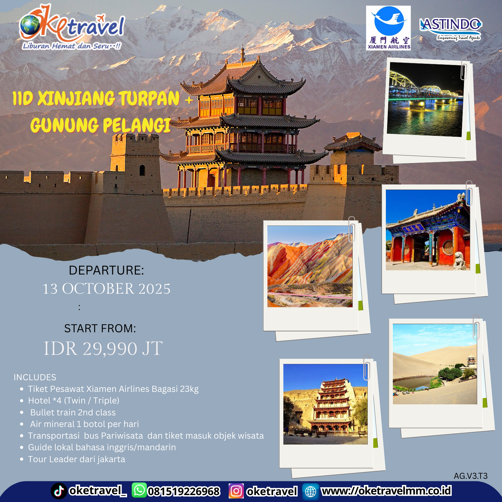 11D XINJIANG TURPAN + GUNUNG PELANGI | DEP 13 OCT 2025 | BY MF