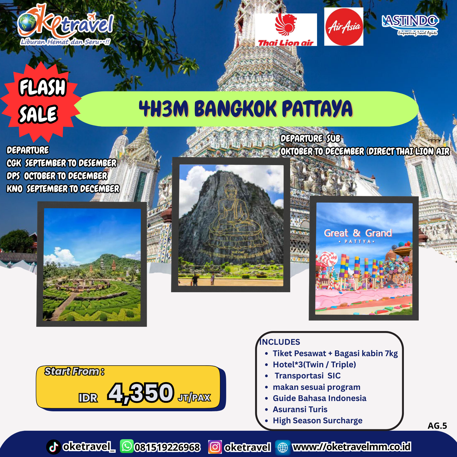 4H3M BANGKOK PATTAYA | DEP SEPTEMBER - DECEMBER 2025 | BY AK & SL