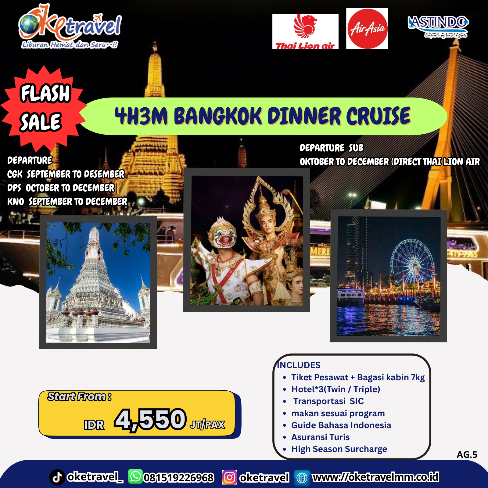 4H3M BANGKOK DINNER CRUISE | DEP SEPTEMBER - DECEMBER 2025 | BY AK & SL 