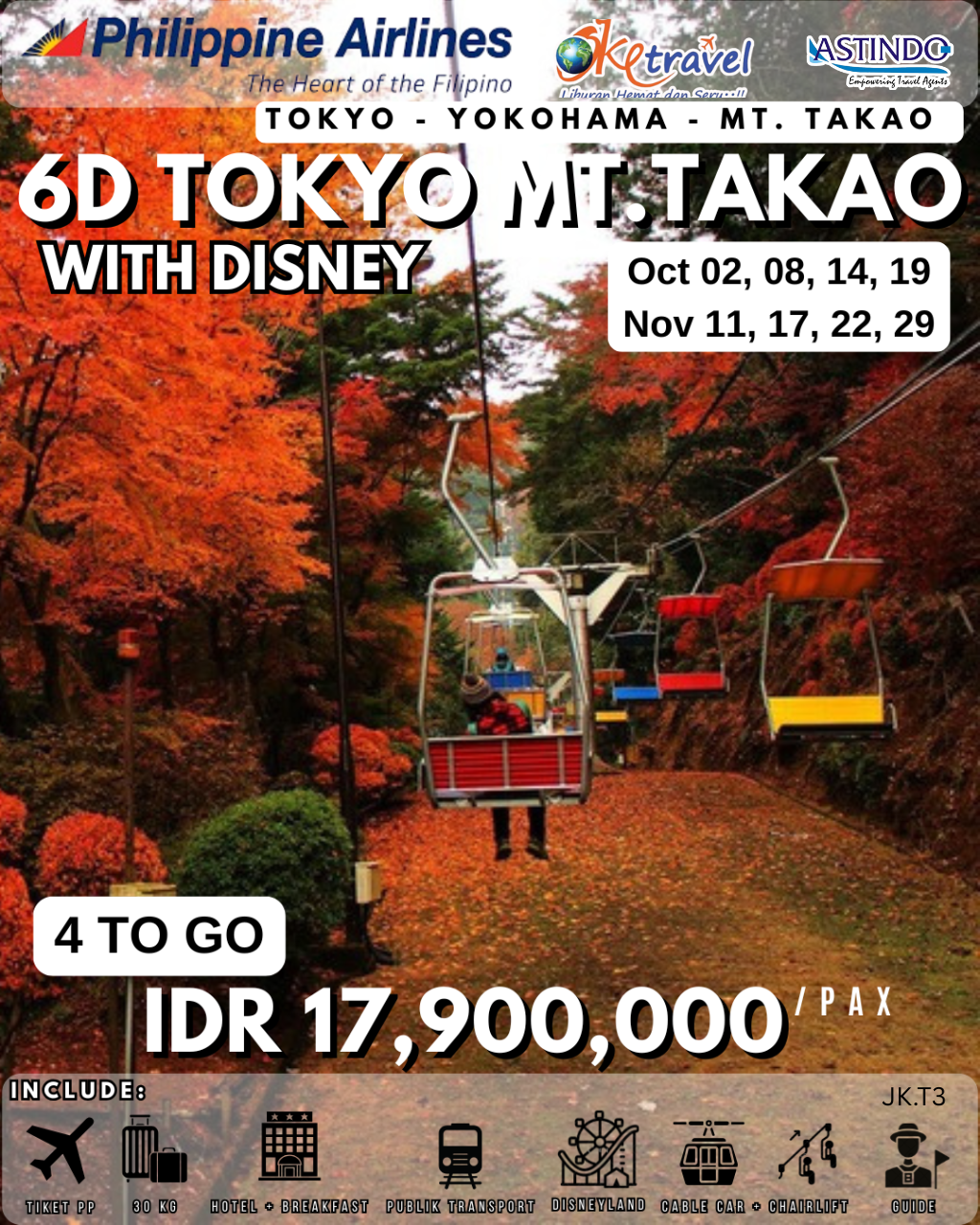 6D4N AUTUMN TOKYO + MT TAKAO + DISNEY | DEP OCT 02, 08, 14, 19 NOV 11, 17, 22, 29 2025 | BY PR
