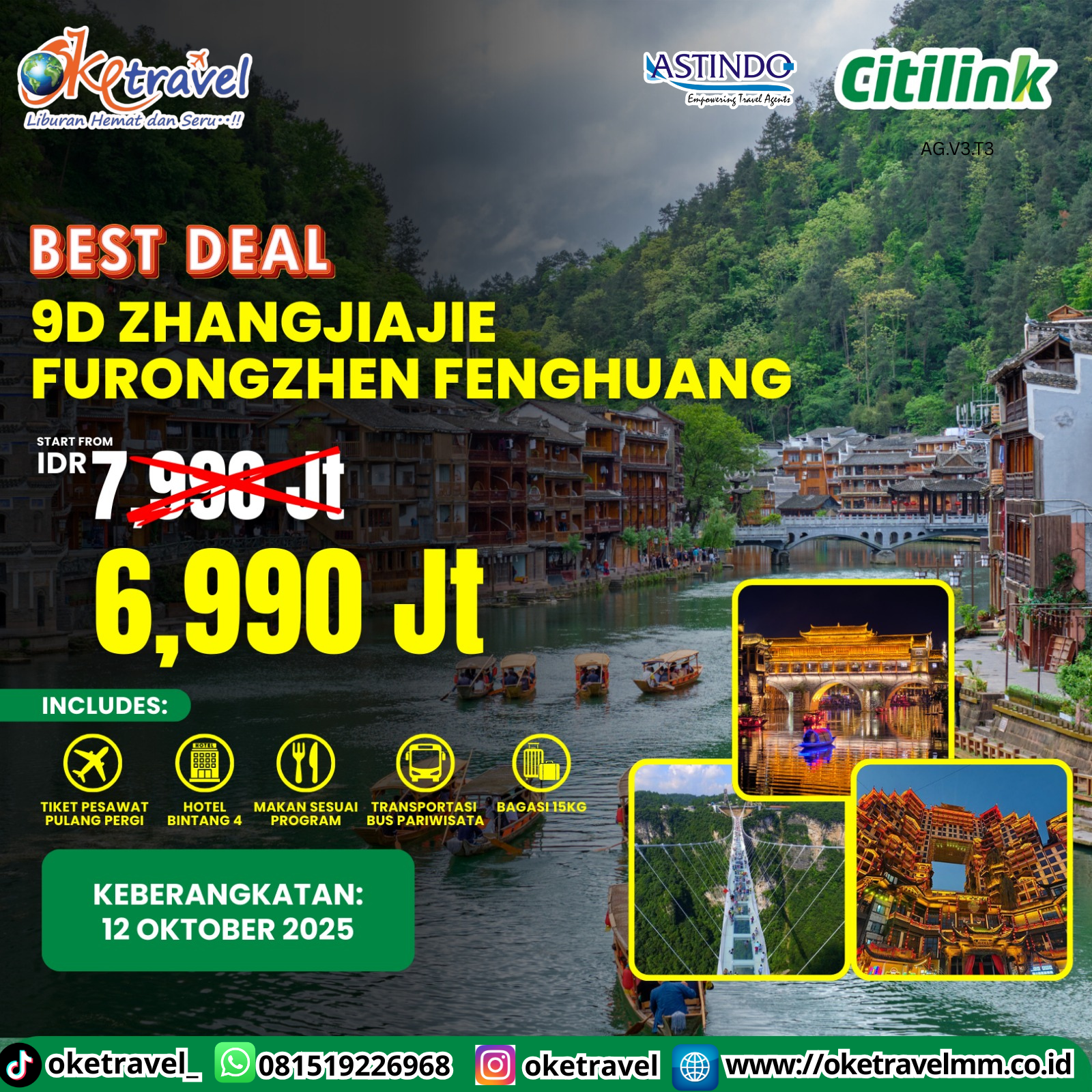 9D7N SUPER SALE ZHANGJIAJIE FENGHUANG  FURONGZHEN | DEP 12 OKTOBER 2025 | QG
