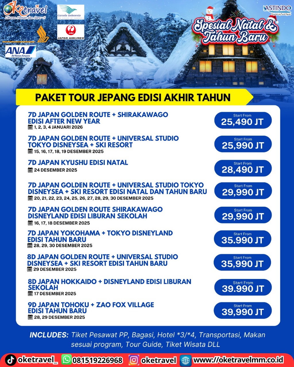 8D JAPAN HOKKAIDO + DISNEYLAND EDISI  LIBURAN SEKOLAH | DEP 17 DEC 2025 | BY JL