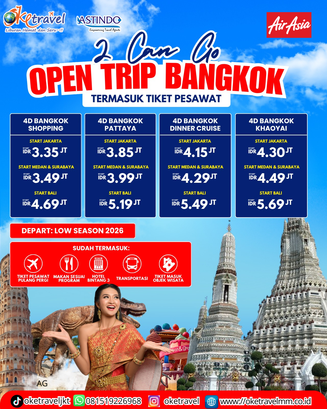 4H3M BANGKOK DINNER CRUISE + TIX | DEP JAN 19 25 26 2026 | BY QZ