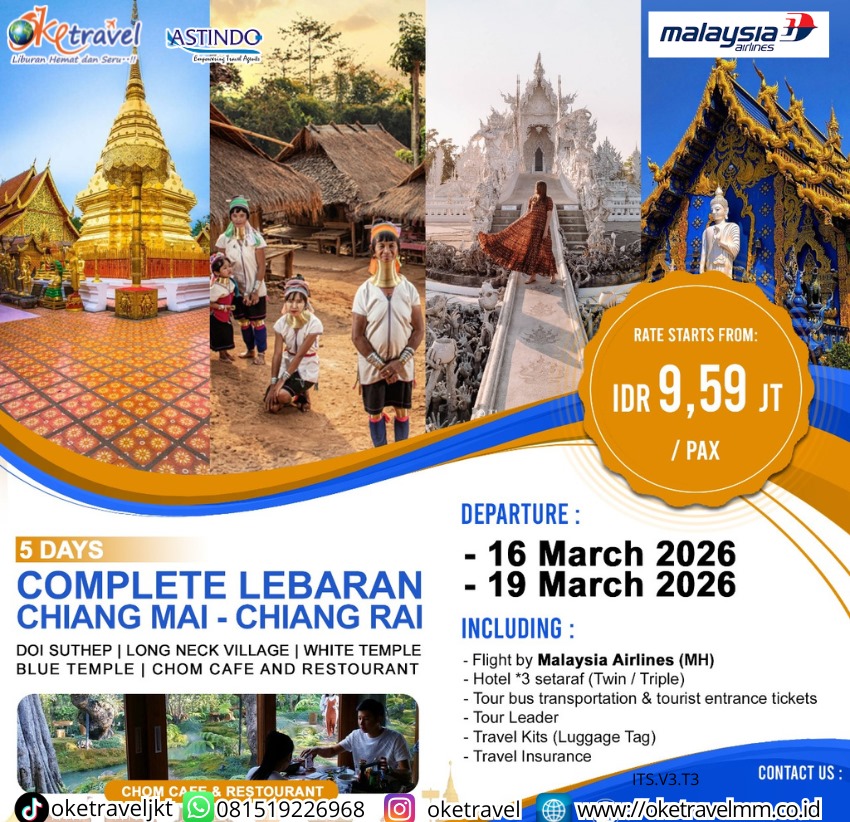 5D COMPLETE LEBARAN CHIANG MAI – CHIANG RAI | DEP 16,19 MAR 2026 | BY MH