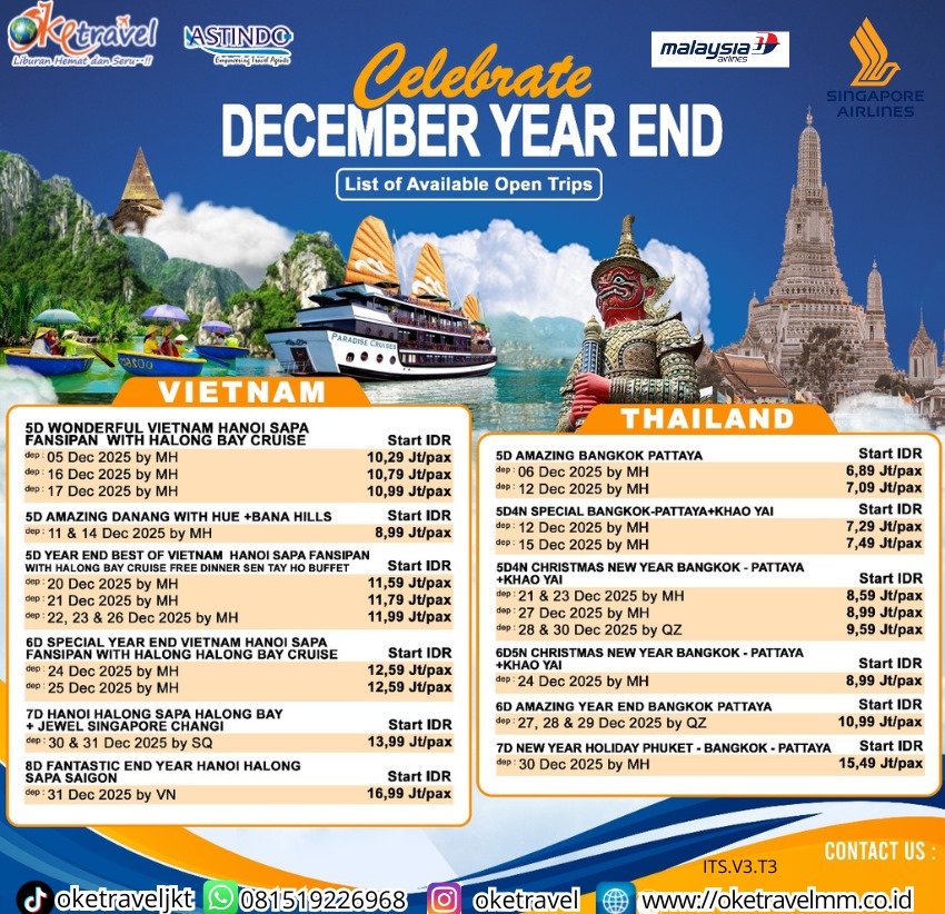 5D4N CHRISTMAS NEW YEAR  BANGKOK-PATTAYA+KHAO YAI | DEP 21,23,27,28,30 DEC 2025 | BY MH,SQ