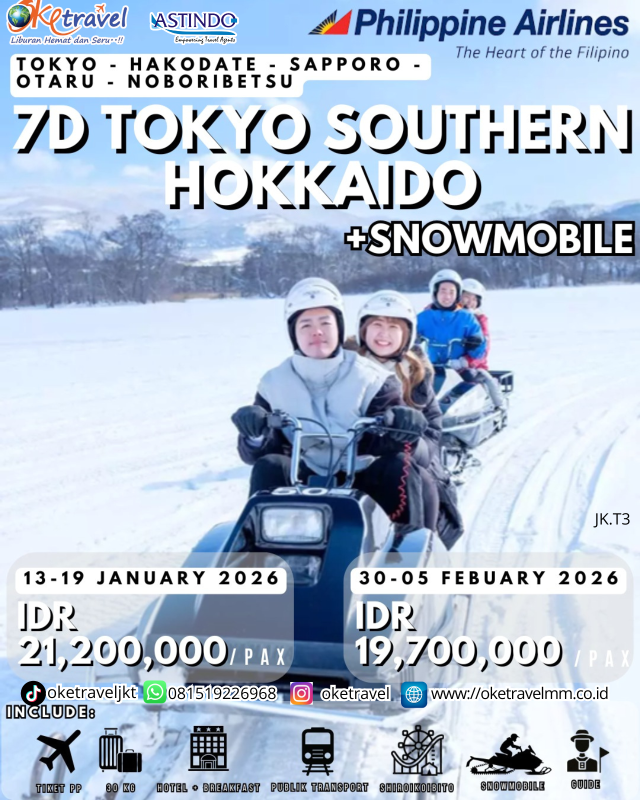 7D5N Southern Winter Hokkaido  HIGHLIGHT   :    Sapporo, Otaru, Noboribetsu, Hakodate, Tokyo. | DEP 11 – 17 Jan 2026  (4 TO GO), 13 – 19 Jan 2026 , 30 Jan – 05 Feb  2026 | BY PR