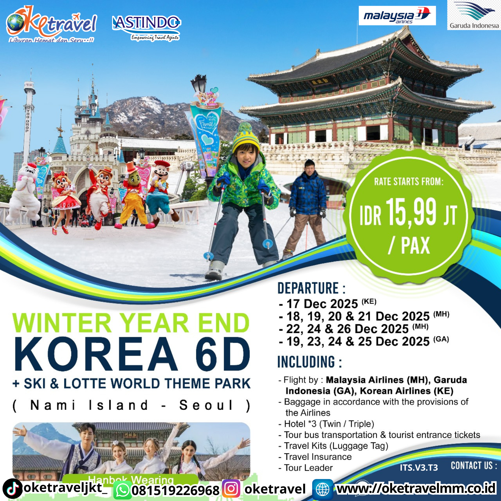WINTER YEAR END KOREA + SKI & LOTTE WORLD THEME PARK 6D4N | DEP 17,18,19,20,21,22,23,24,25,26 DEC 2025 | BY KE,MH,GA