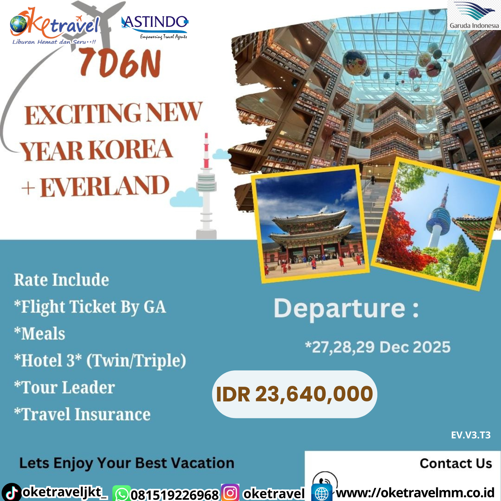 ENJOY NEW YEAR EXCITING WINTER KOREA 7D | DEP 27,28,29 DEC 2025 | BY GA