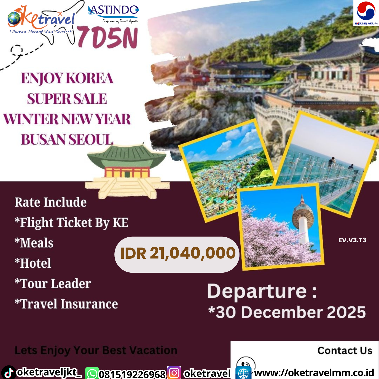 7D ENJOY SUPER SALE WINTER NEW YEAR BUSAN SEOUL | DEP 30 DEC 2025 | BY KE
