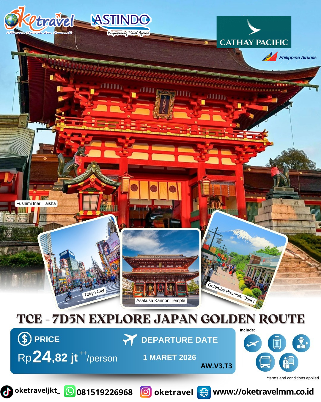 TCE - 7D5N EXPLORE JAPAN GOLDEN ROUTE | DEP 1 MAR 2026 | BY CX,PR