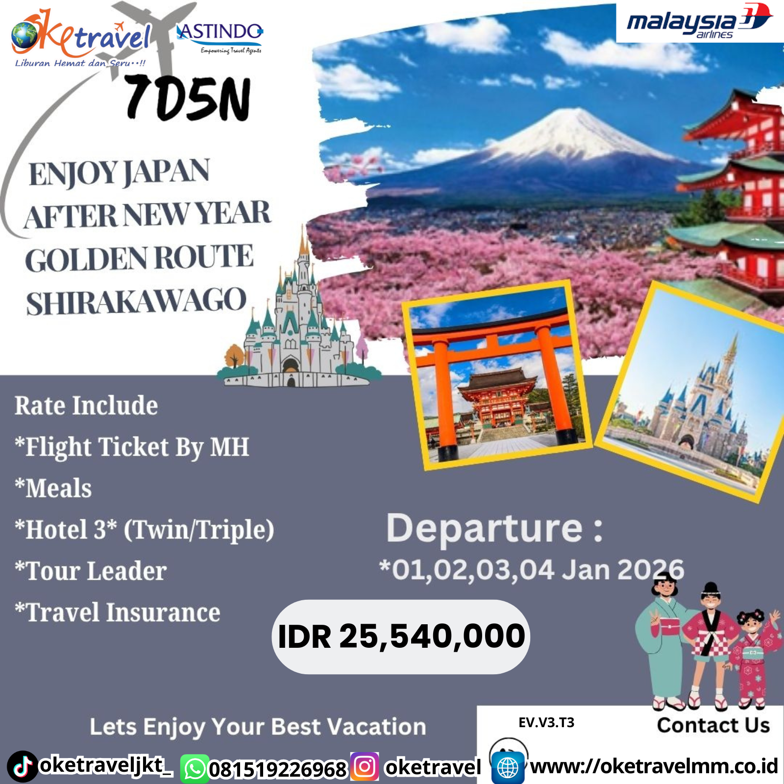 7D ENJOY JAPAN AFTER NEW YEAR GOLDEN ROUTE SHIRAKAWAGO | DEP 01,02,03,04 JAN 2026 | BY MH