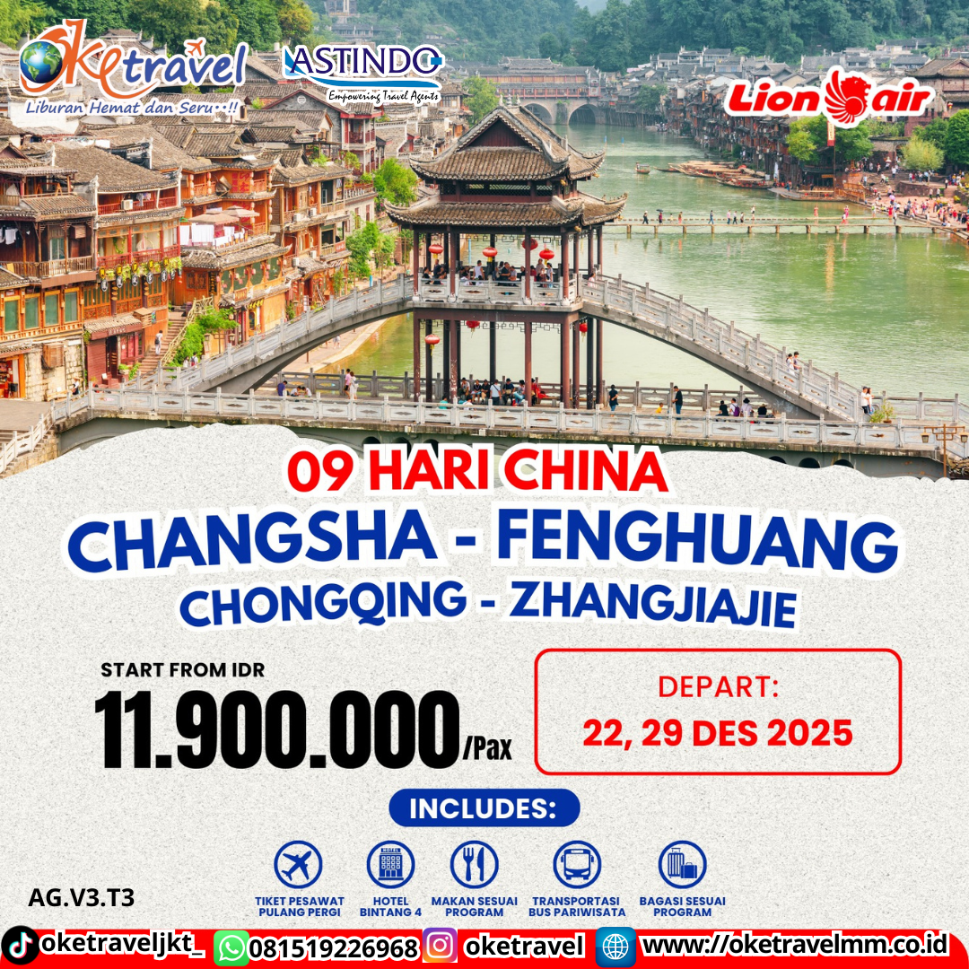 9D7N SUPER SALE ZHANGJIAJIE CHONGQING  FENGHUANG CHANGSA | DES: 22 29 2026 | BY JT