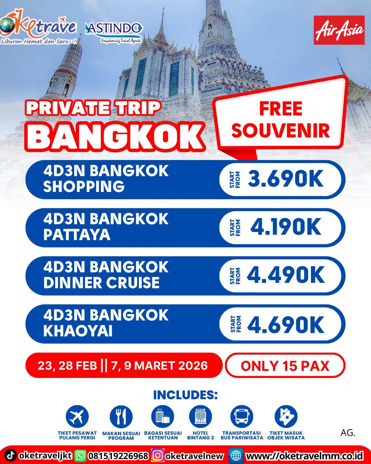 4D3N BANGKOK PATTAYA FREE SOUVENIR | Dep 23, 28  FEB  7, 8 MAR  2026 | by QZ