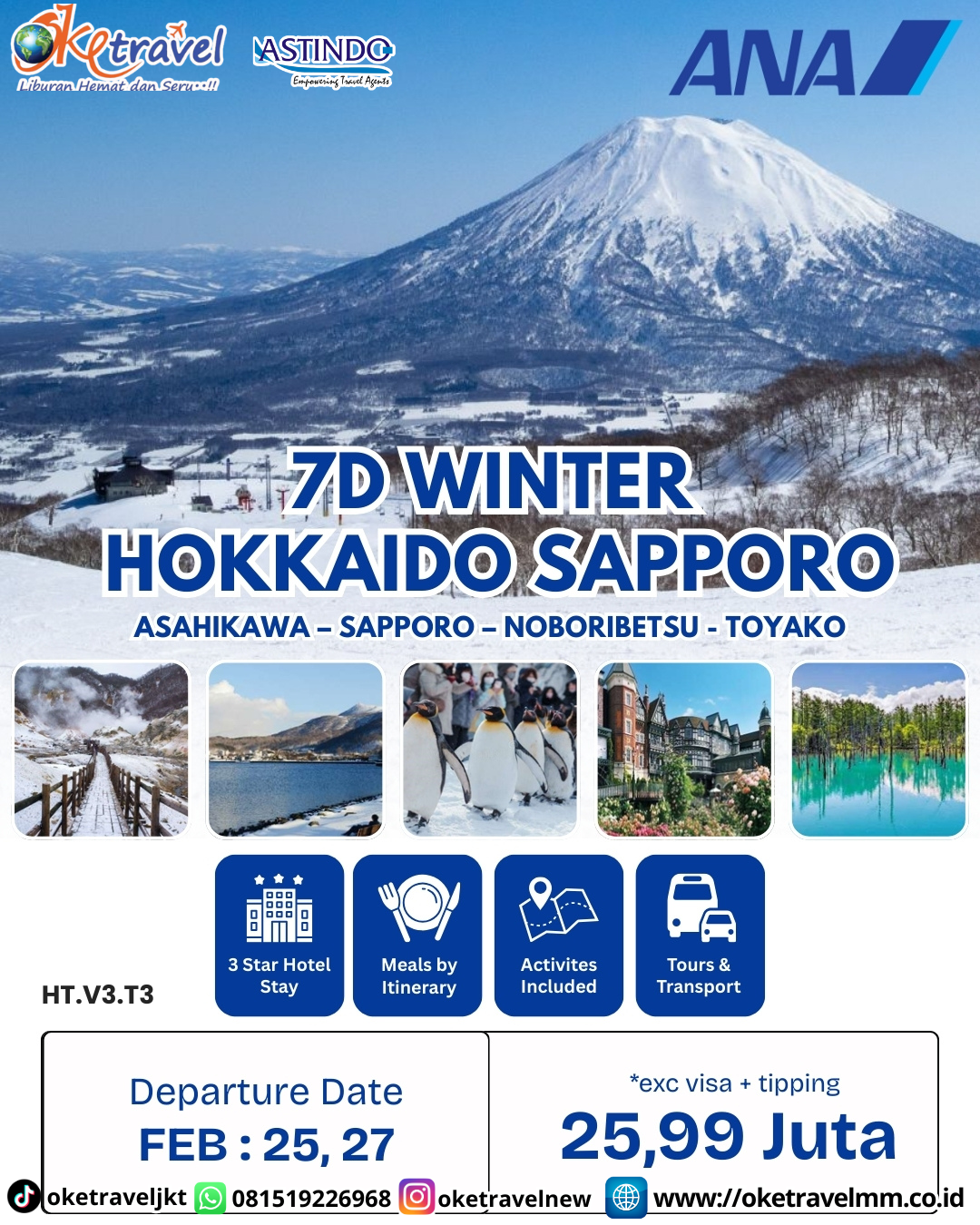 7D WINTER HOKKAIDO SAPPORO – FREE PENGUIN PARADE | DEP 25,27 JAN 2026 | BY NH
