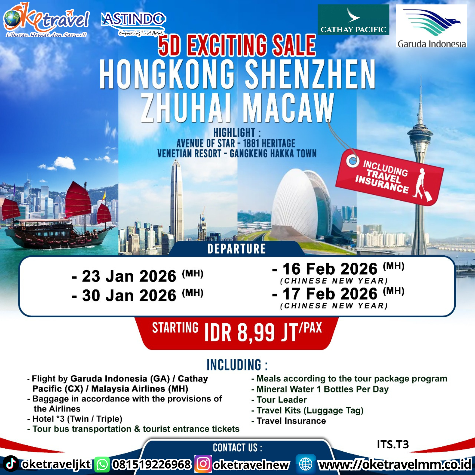 5D EXCITING SALE HONGKONG SHENZHEN ZHUHAI MACAU | DEP 23,30 JAN 2026 16,17 FEB 2026 | BY CX,GA