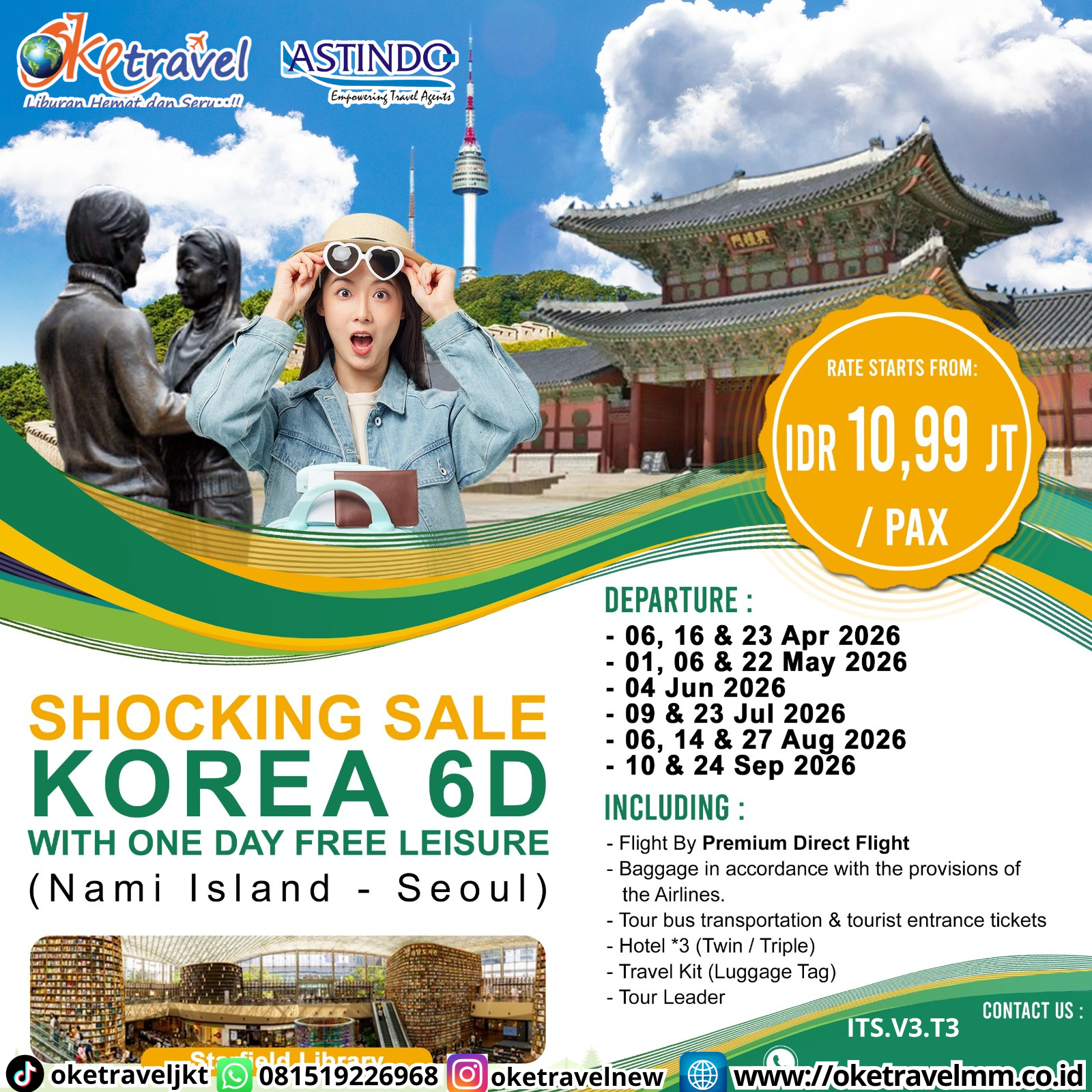 6D SHOCKING SALE KOREA | 6, 16, 23 APR 2026, 1, 6, 22 MAY 2026, 4, 9, 23 JUL 2026, 6, 14, 27 AUG 2026, 10, 24 SEP 2026 | BY PREMIUM DIRECT FLIGHT