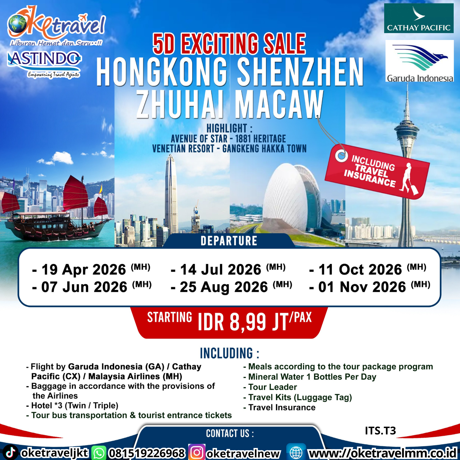 5D EXCITING SALE HONGKONG SHENZEN ZHUHAI MACAU | DEP 19 APR, 7 JUN, 14 JUL, 25 AUG, 11 OCT, 01 NOV 2026 | BY CX, GA