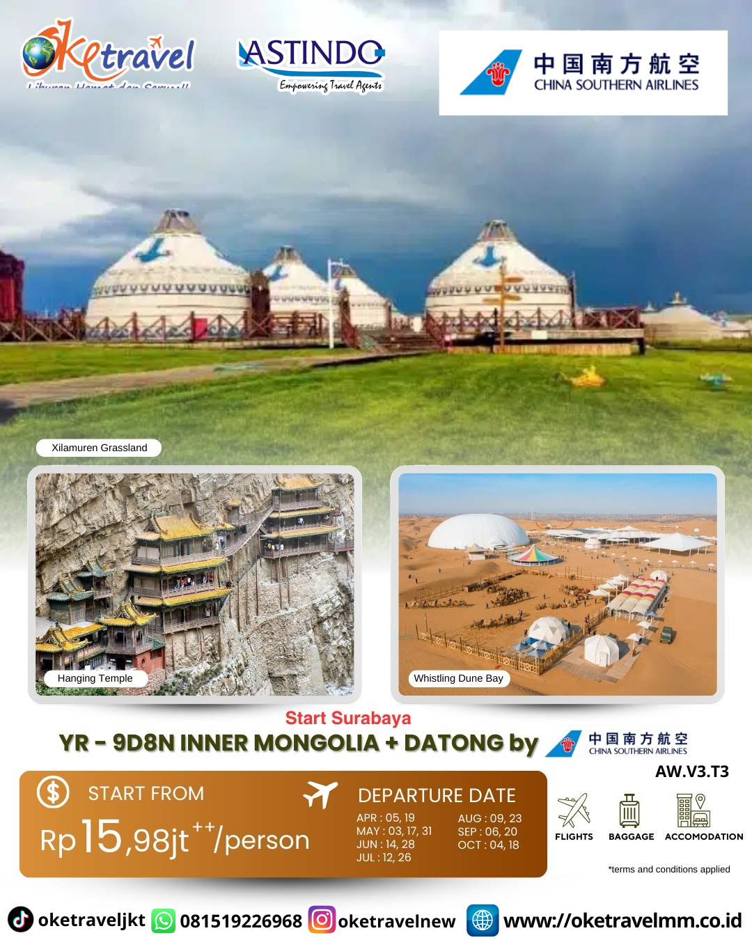 9D8N INNER MONGOLIA + DATONG | DEP 05,19 APR 2026, 03, 17, 31 MAY 2026, 14,28 JUN 2026, 12, 26 JUL 2026, 09, 23 AUG 2026, 06,20 SEP 2026, 04,18 OCT 2026 | BY CZ
