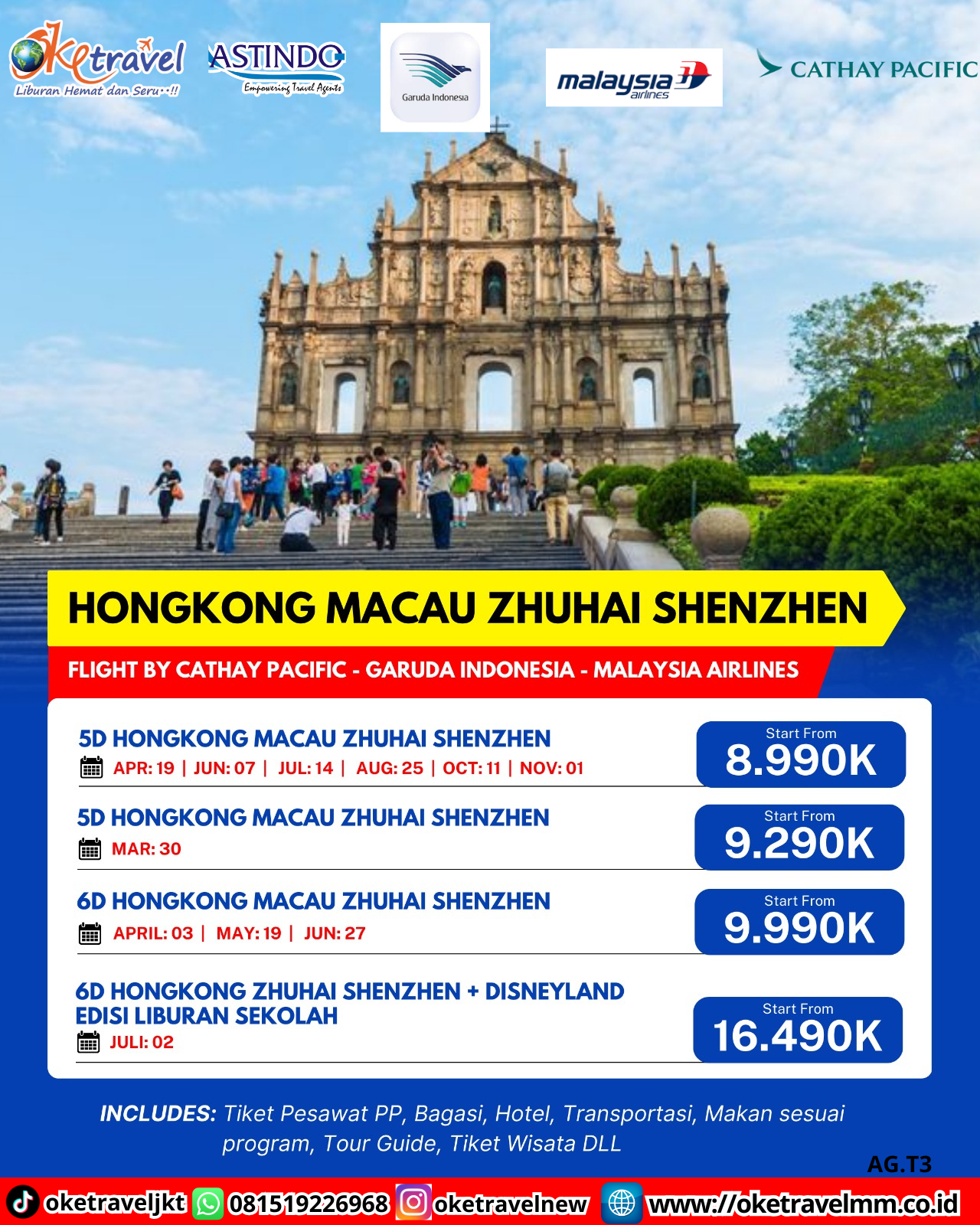 5D HONGKONG MACAU ZHUHAI SHENZHEN | DEP 19 APRIL, 07 JUN, 14 JUL, 25 AUG, 11 OCT, 01 NOV 2026 | BY MH 