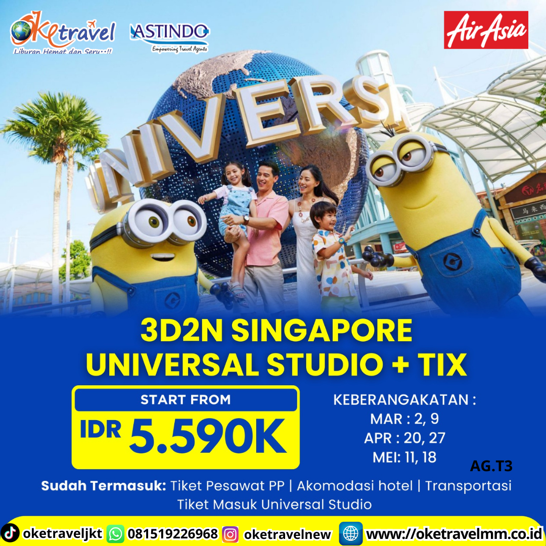 3D2N SINGAPORE UNIVERSAL STUDIO + TIX | DEP 2026 MAR 2, 9, APR 20, 27, MEI 11, 18 | BY QZ