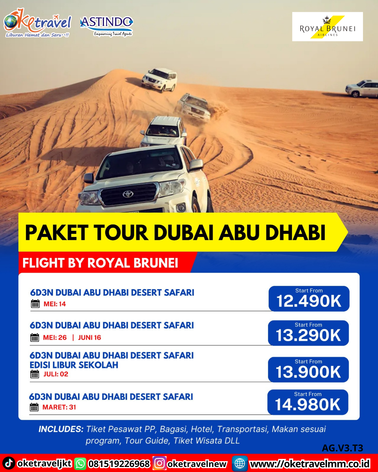 6D3N DUBAI ABU DHABI DESERT SAFARI | 14 MEI 2026 | BY BI