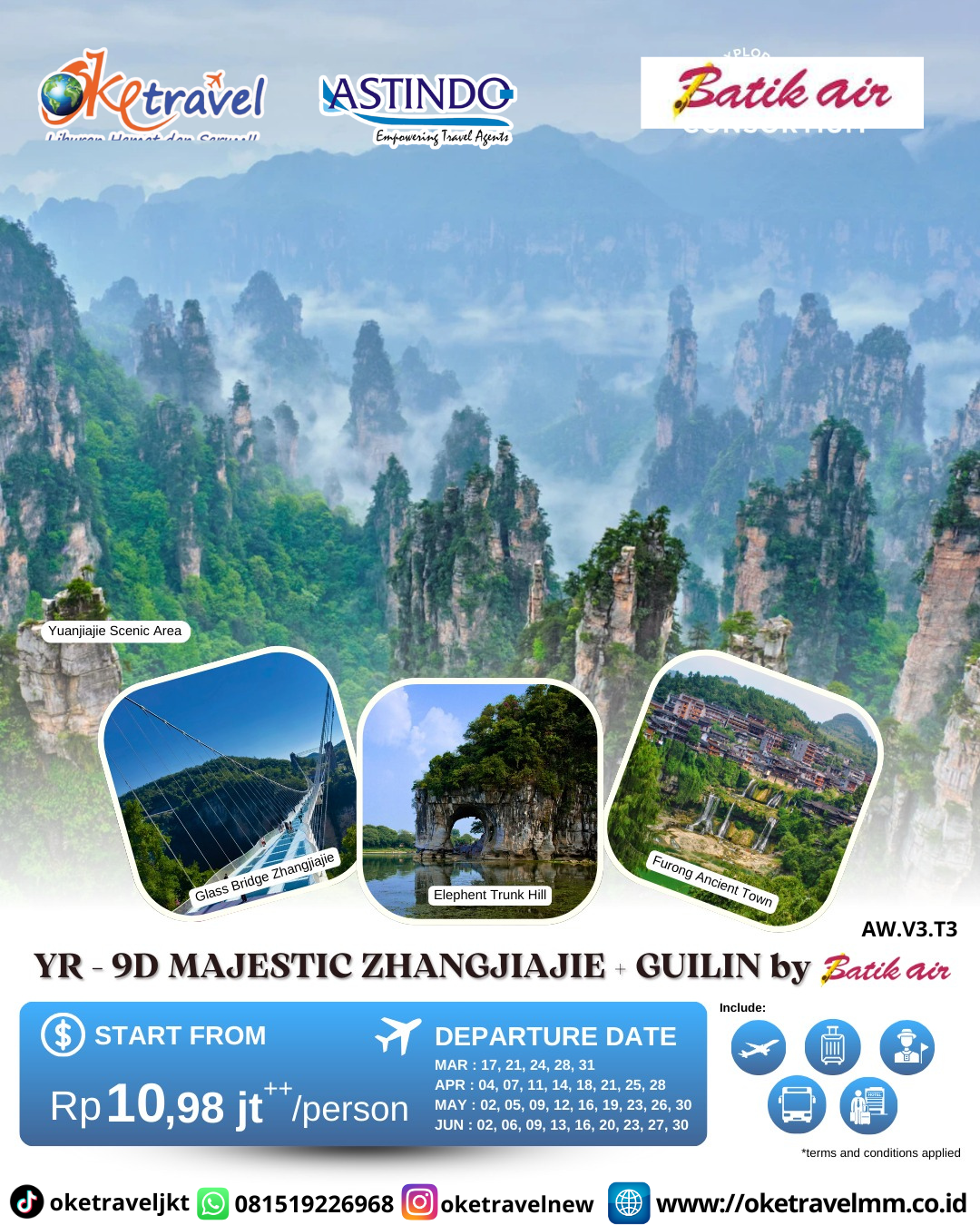 9D MAJESTIC ZHANGJIAJIE + GUILIN | DEP 17, 21, 24, 28, 31 MAR 2026, 04, 07, 11, 14, 18, 21, 25, 28 APR 2026, 02, 05, 09, 12, 16, 19, 23, 26, 30 MAY 2026, 02, 06, 09, 13, 16, 20, 23, 27, 30 JUN 2026 | BY ID