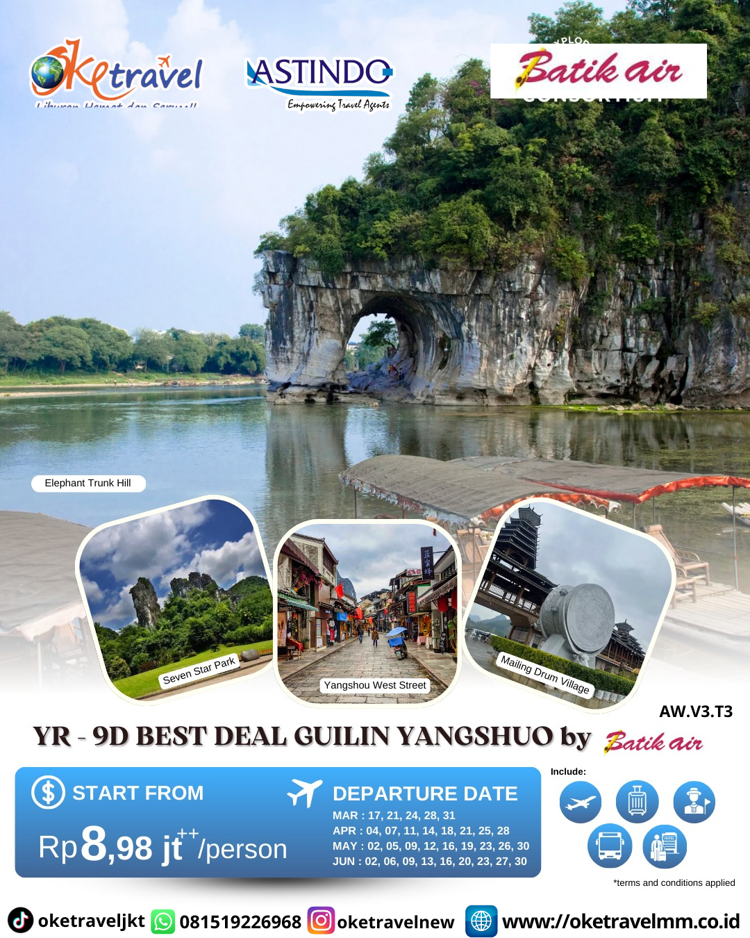 9D BEST DEAL GUILIN YANGSHOU | DEP  17, 21, 24, 28, 31 MAR 2026, 04, 07, 11, 14, 18, 21, 25, 28 APR 2026, 02, 05, 09, 12, 16, 19, 23, 26, 30 MAY 2026, 02, 06, 09, 13, 16, 20, 23, 27, 30 JUN 2026 | BY ID
