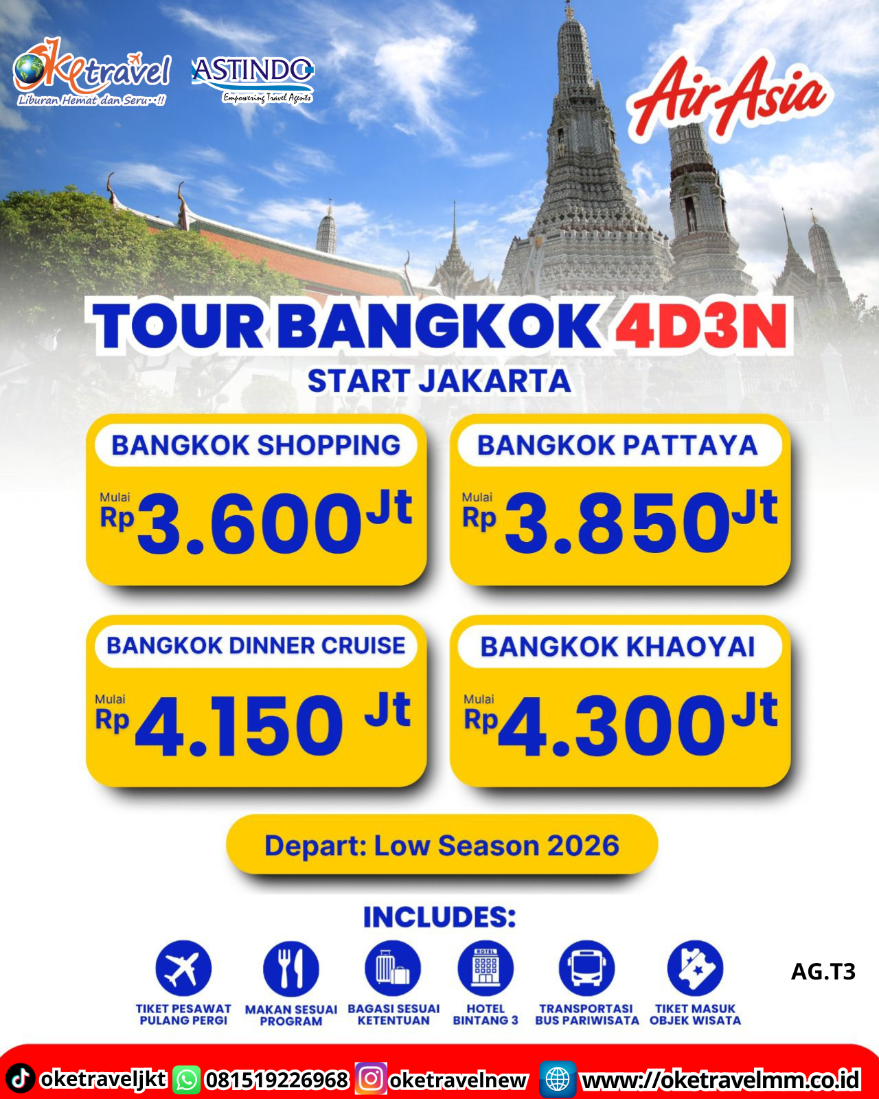 4H3M BANGKOK DINNER CRUISE | DEP 13,14 APR 2026, 19,25 MAY 2026, 01,08,08,15,23 JUN 2026, 13 JUL 2026 | BY QZ