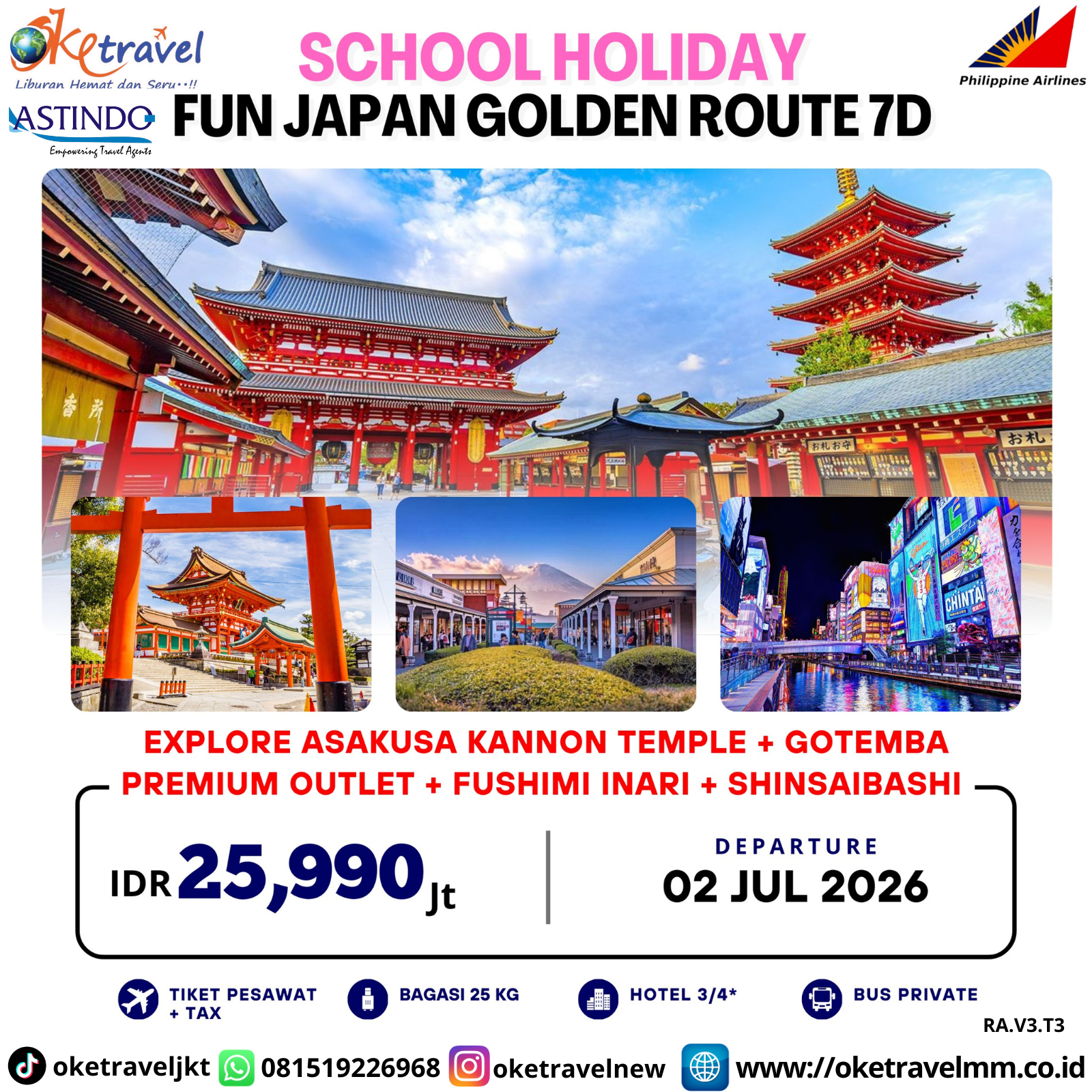 7D SCHOOL HOLIDAY! JAPAN GOLDEN ROUTE + DISNEYLAND | DEP 2 JUL 2026 | BY PR