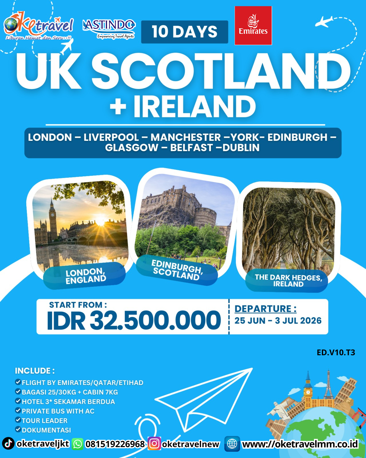 10D BEST UK + SCOTLAND + IRELAND | DEP 25 JUN - 03 JUL 2026 | BY QR